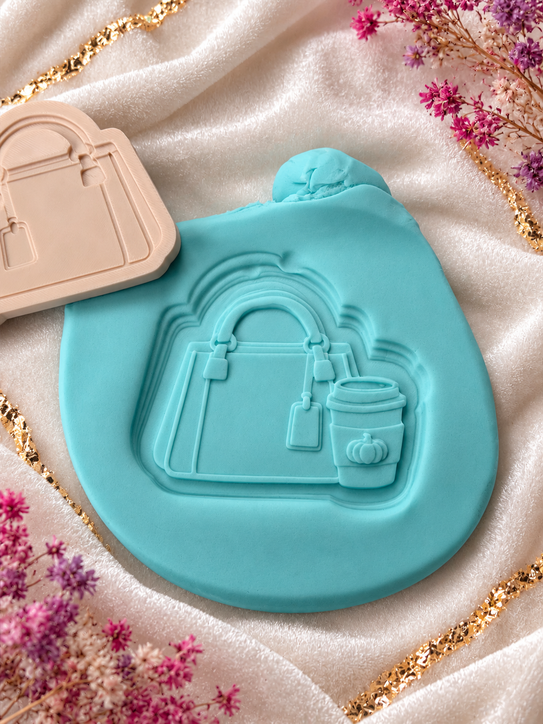 Autumn Handbag & Pumpkin Coffee 3D Deboss & Matching Cookie Cutter