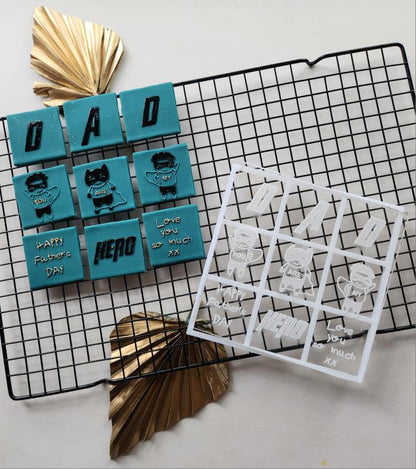Father’s Day tile - 9 design in 1 tile - debossing and multi cutter MEG cookie cutters