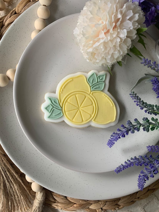 Lemon Amalfi Mediterranean (style 2) debossing + matching cutter MEG cookie cutters