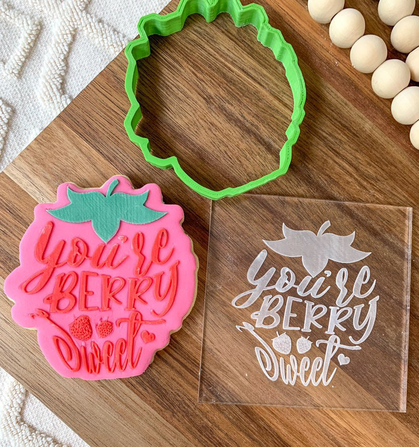 Strawberry debossing + matching cutter you are berry sweet MEG cookie cutters
