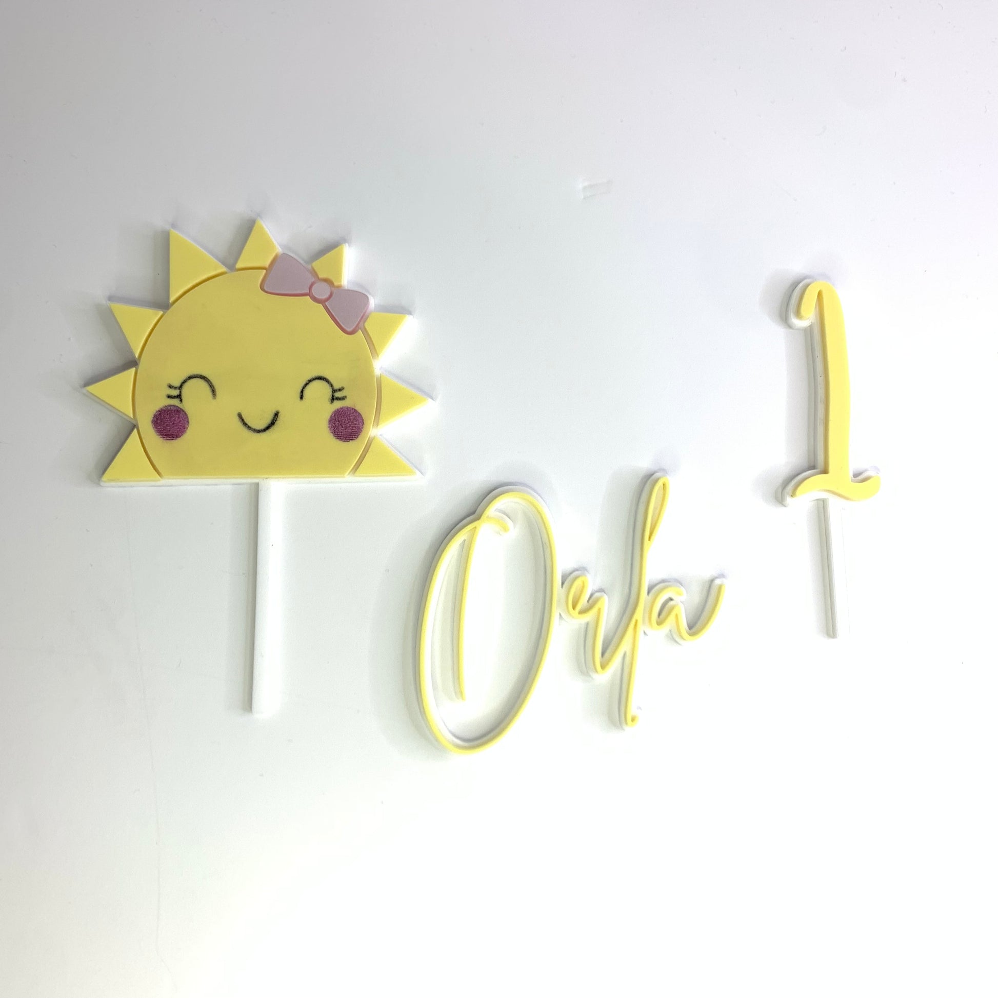 Girl Sun cake topper - Name charm + Sun topper + number topper MEG cookie cutters