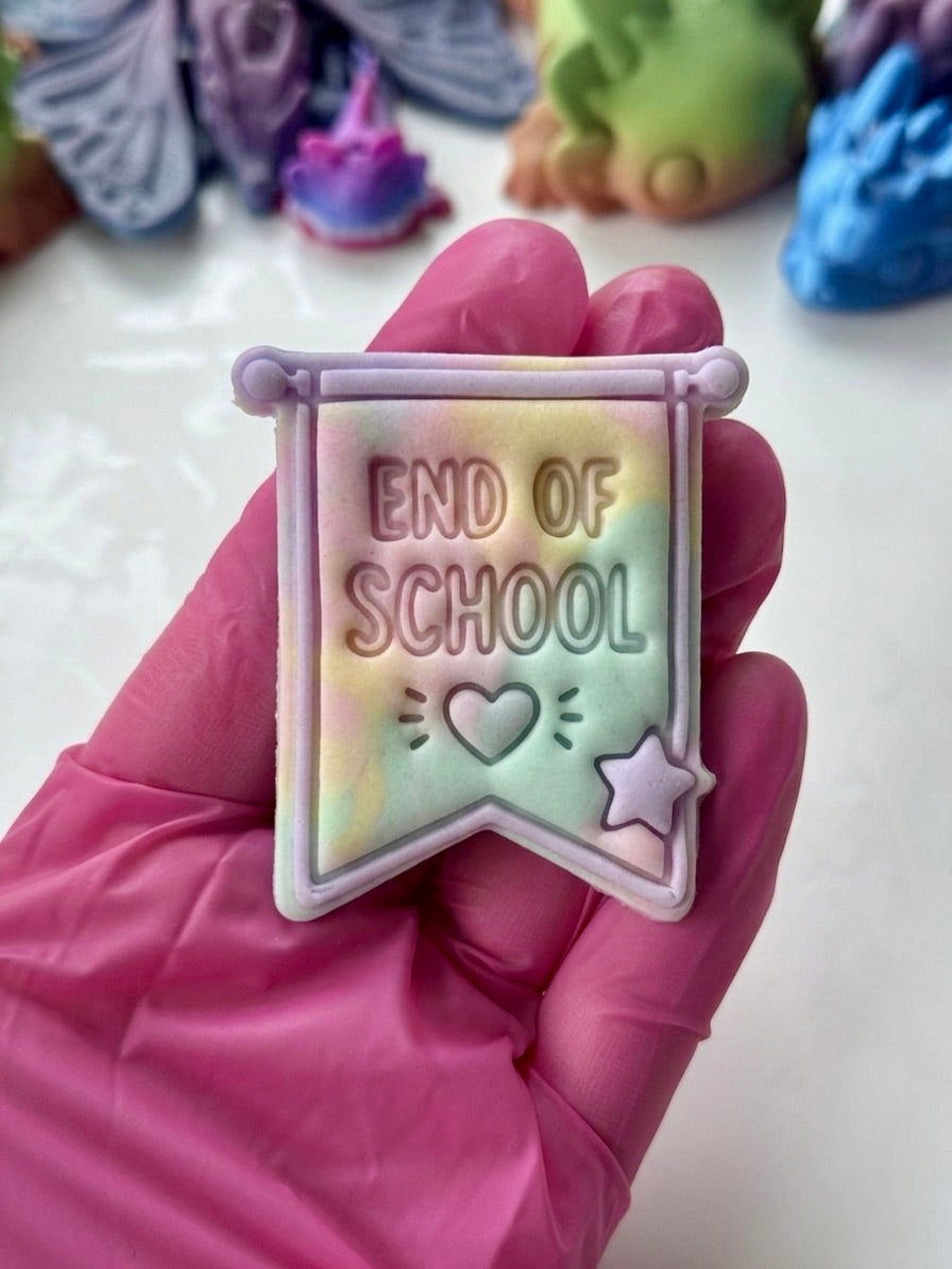 End Of School Banner stamp + cutter
