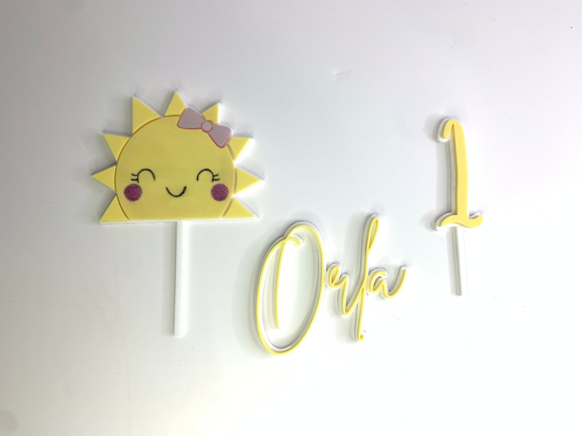 Girl Sun cake topper - Name charm + Sun topper + number topper MEG cookie cutters