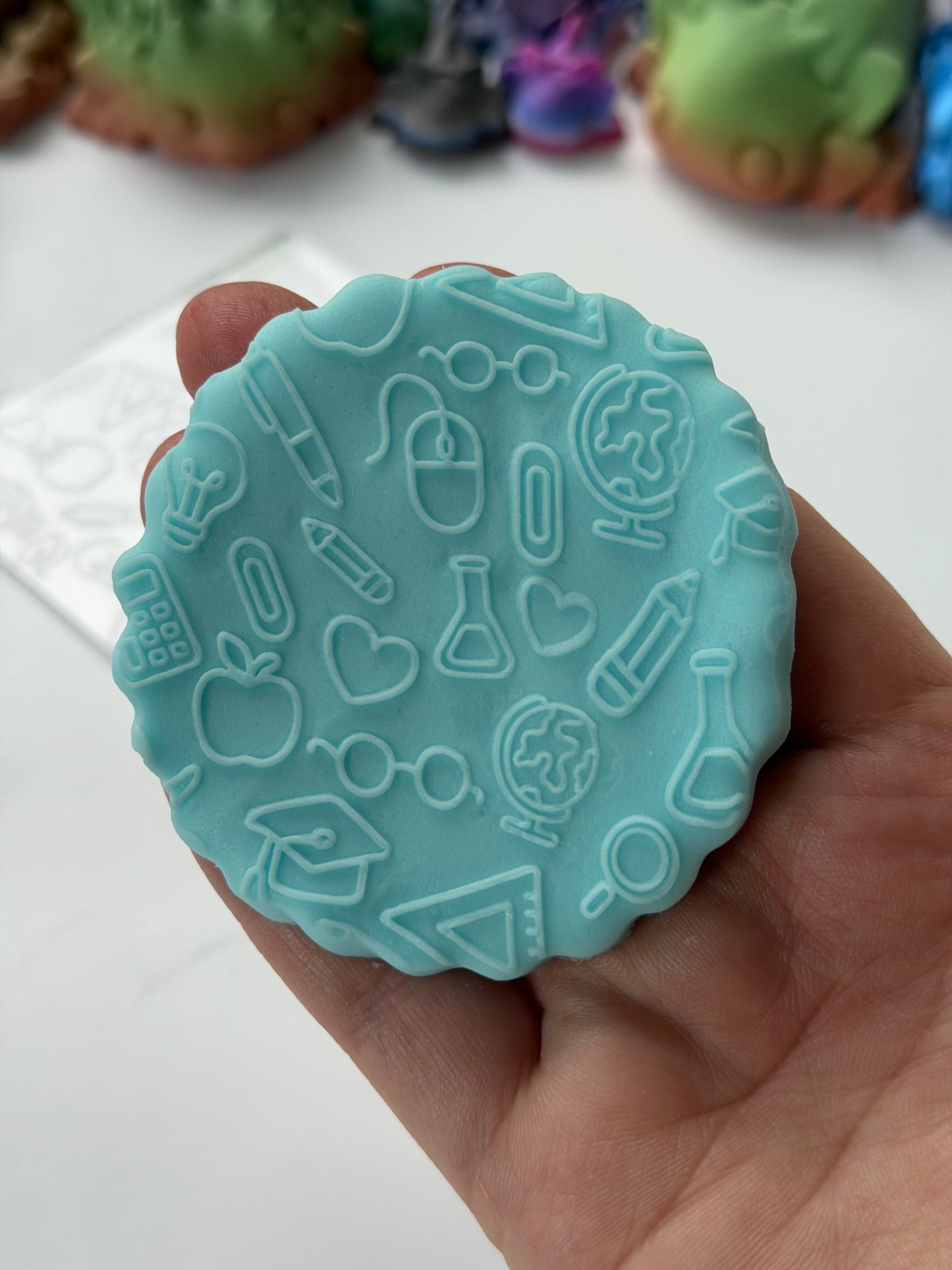 School icons Pattern texture deboss
