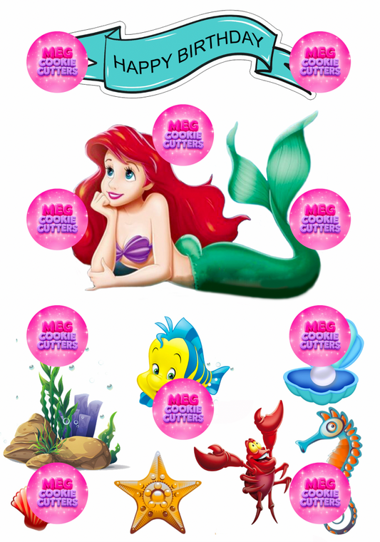 Mermaid Under the Sea Icing Sheet – Digital Download