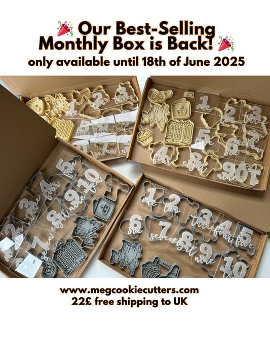 Surprise BIRTHDAY/NUMBERS - NO SUBS box - as per image deboss, cutters, stamps