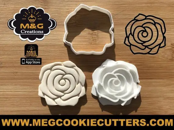 2 pcs  rose Cookie Cutter + stamp MEG cookie cutters