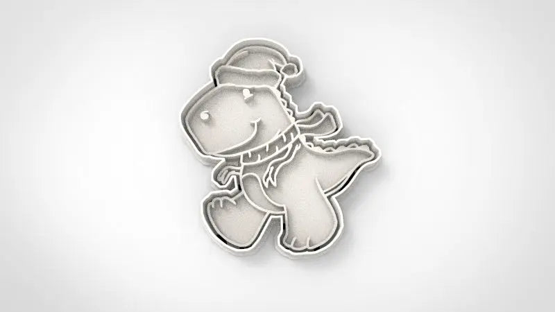 Christmas T-rex dinosaur cookie cutter + stamp MEG cookie cutters