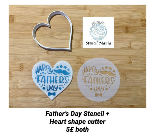 Fathers Day stencil + heart shape cutter MEG cookie cutters