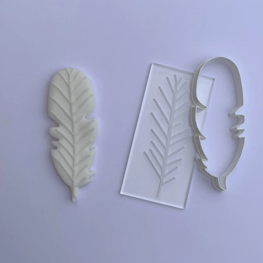 Feather Debossing + cutter MEG cookie cutters