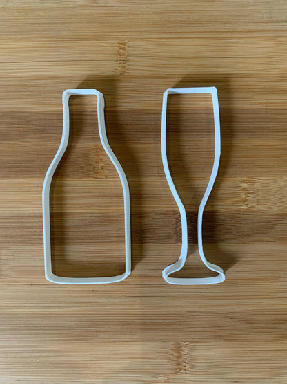 Flute glass - champagne Prosecco bottle- Wedding  cookie cutter MEG cookie cutters