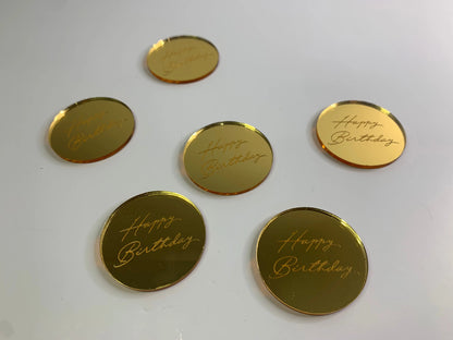 Happy Birthday disk - gold mirror acrylic MEG cookie cutters