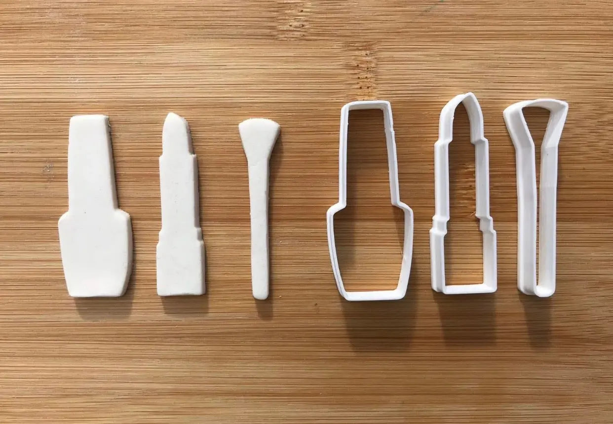 Make up Set Lipstick Brush Nail Varnish Cookie Cutter fondant cake decorating MEG cookie cutters