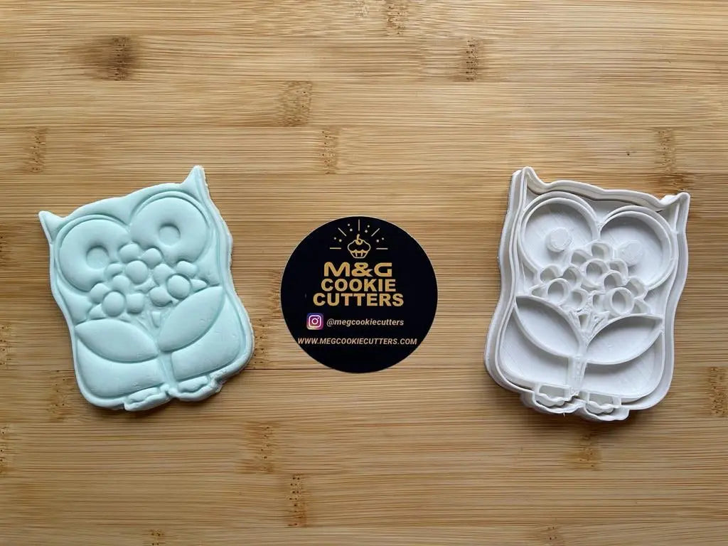Owl Love - Valentines Day - Stamp + Cutter MEG cookie cutters