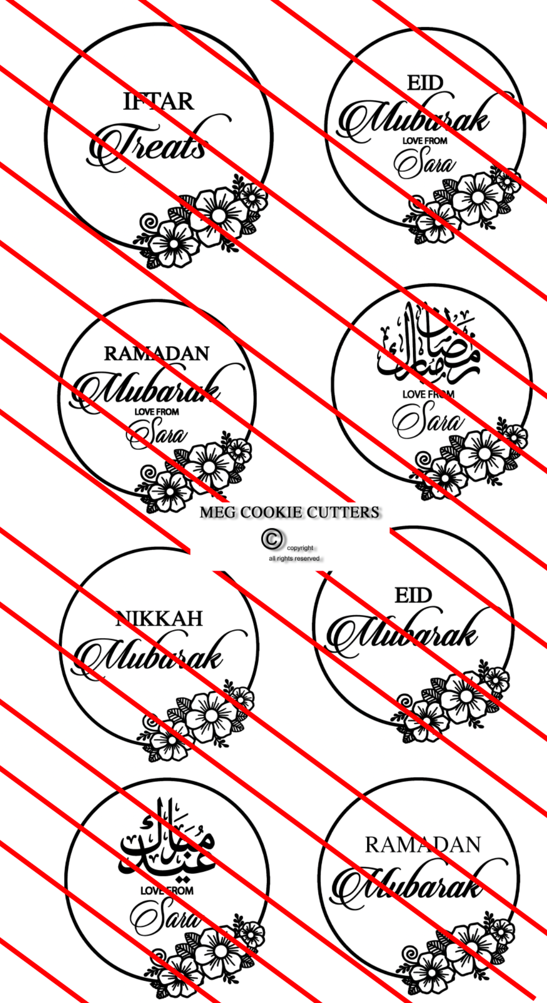 Arabic Islam Muslim - Eid Ramadan Iftar - debossing acrylic stamp MEG cookie cutters
