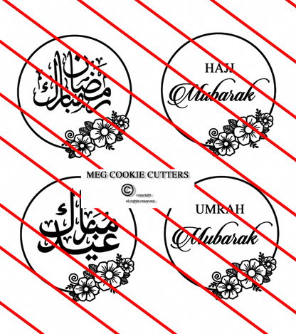 Arabic Islam Muslim - Eid Ramadan Iftar - debossing acrylic stamp MEG cookie cutters