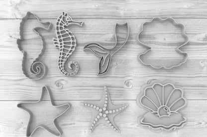 Sea animals / Mermaid set Cookie Fondant Cutter Cupcake Cake Decoration Gift Badge MEG cookie cutters