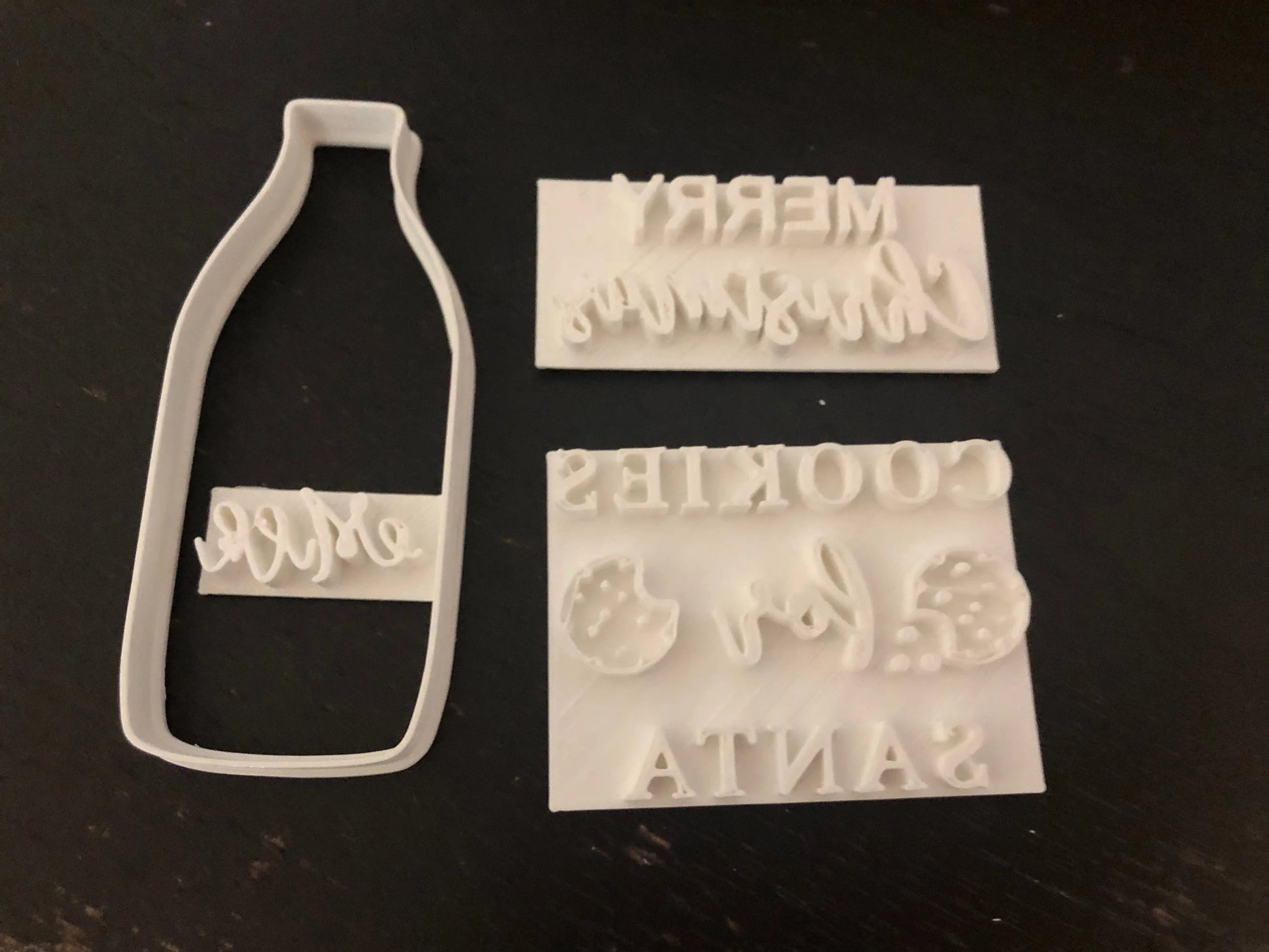 Set of 3 - 2 stamp and 1 cutter Milk bottle - stamps sugar paste cookie cutters Christmas MEG cookie cutters