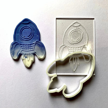 Spaceship rocket Cookie cutter + Debossing MEG cookie cutters