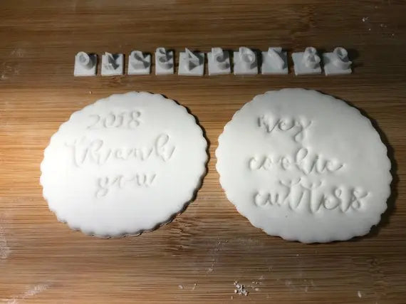 Stea font Cookie Stamp - Fondant Embosser Alphabet Stamp Cake Cupcake Embossing MEG cookie cutters