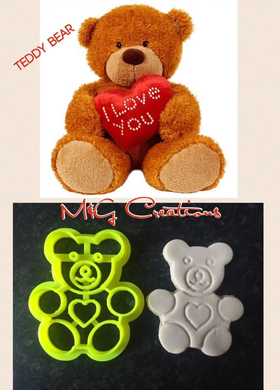 Teddy Bear Love Cookie Cutter Topper Fondant Cake Decoration - uk Seller MEG cookie cutters