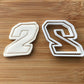 Two 2 Racing Number Digit Cookie Cutter Dough Biscuit Pastry Fondant Sharp MEG cookie cutters
