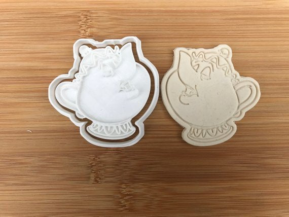 Teapot set Mrs Potts Chip Beauty And The Beast Cookie Cutter Cup cake size UK MEG cookie cutters