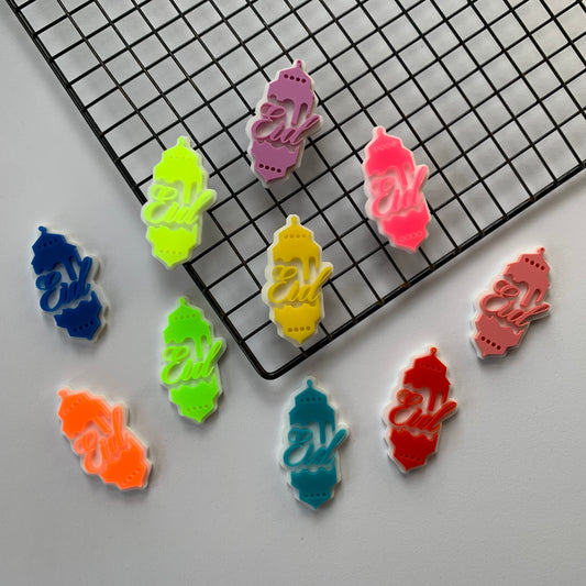 10 x Eid multicoloured acrylic tags MEG cookie cutters