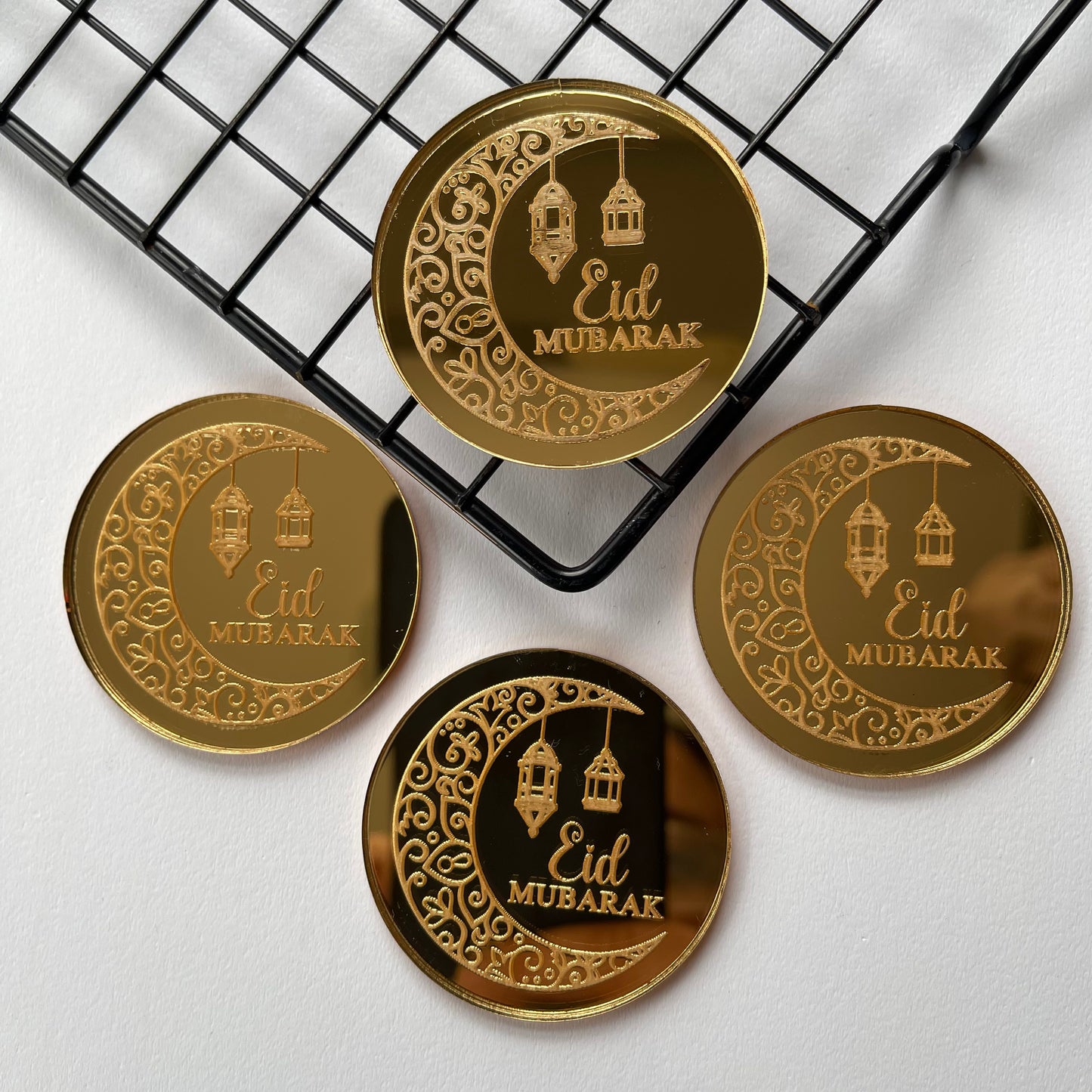 Eid Mubarak disk - gold mirror acrylic MEG cookie cutters
